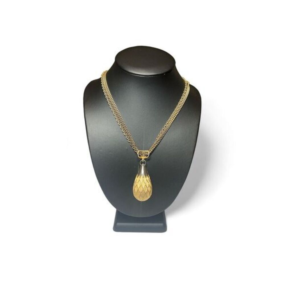 Vintage Gold Tone Nugget‎ Style Pineapple Pinecone Pendant Women Multi Strand